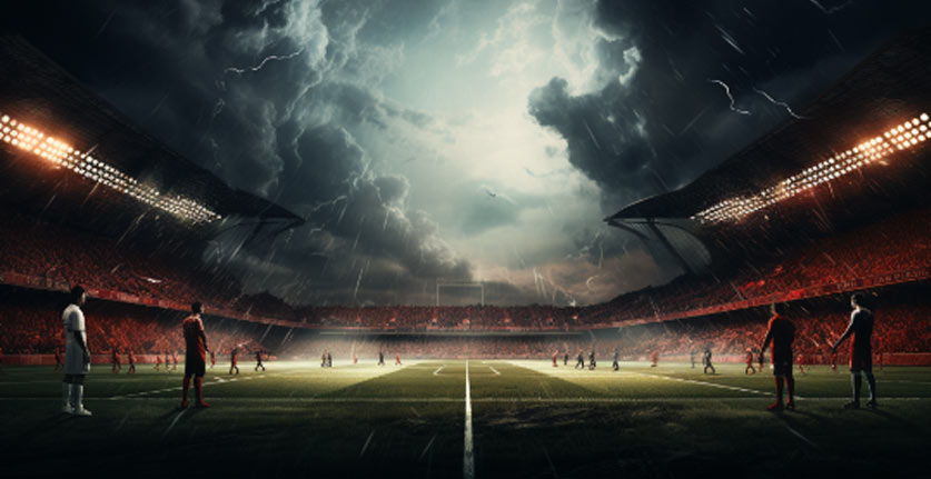 bad weather over a football game