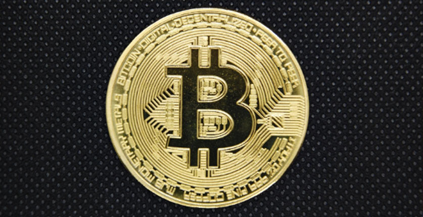 Bitcoin logo on coin
