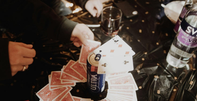 playing drinking games around a beer can