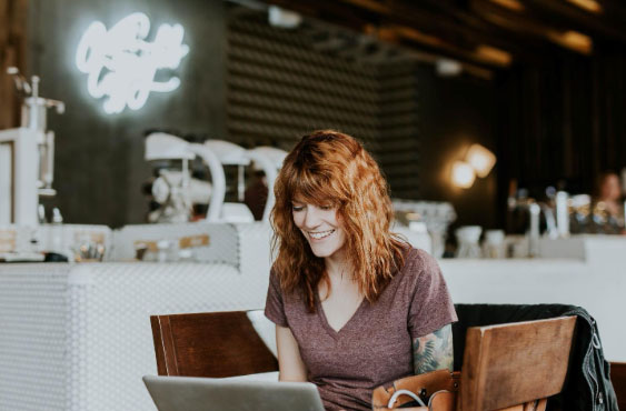 woman using laptop