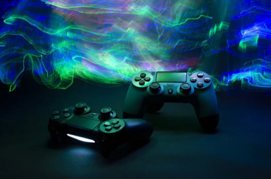 neon gaming controllers