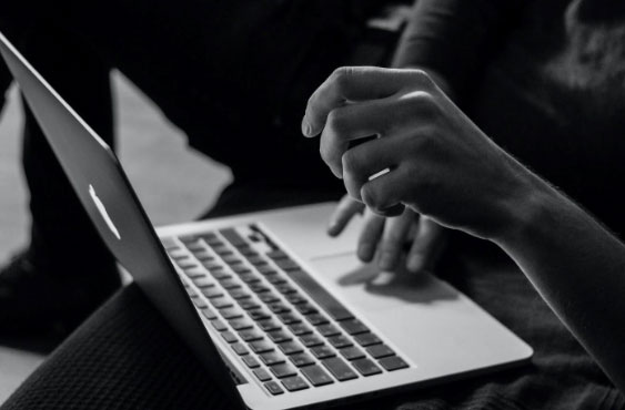 woman using laptop